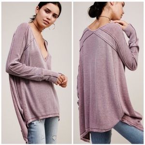 Free people lavender Pacific oversized thermal top